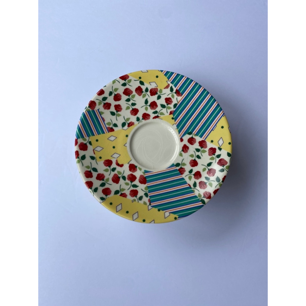 Gien France Vintage B.G 91-93 Patchwork Cup Saucers